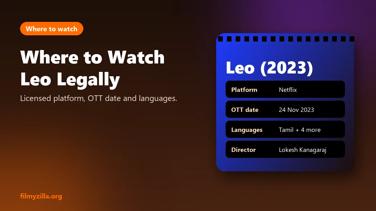 Leo (2023) title card with its Netflix release date and languages